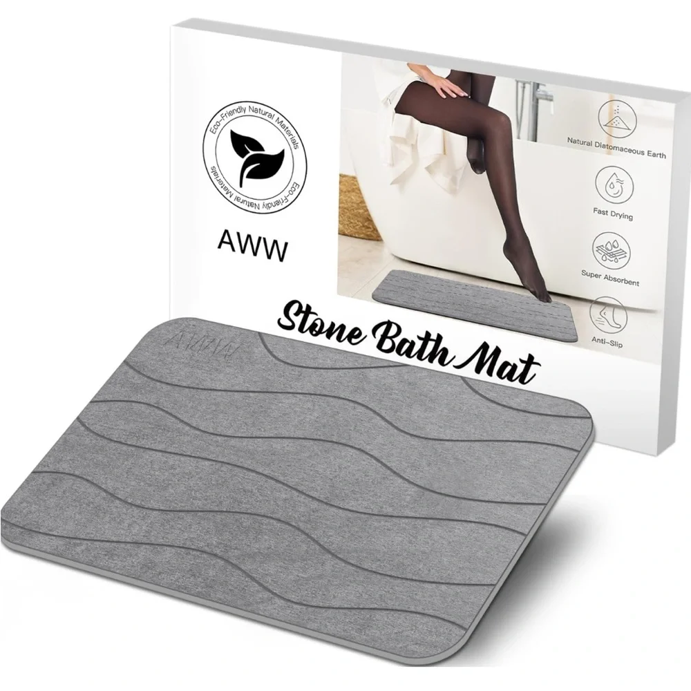 amazon aww diatomite stone bath mat in gray